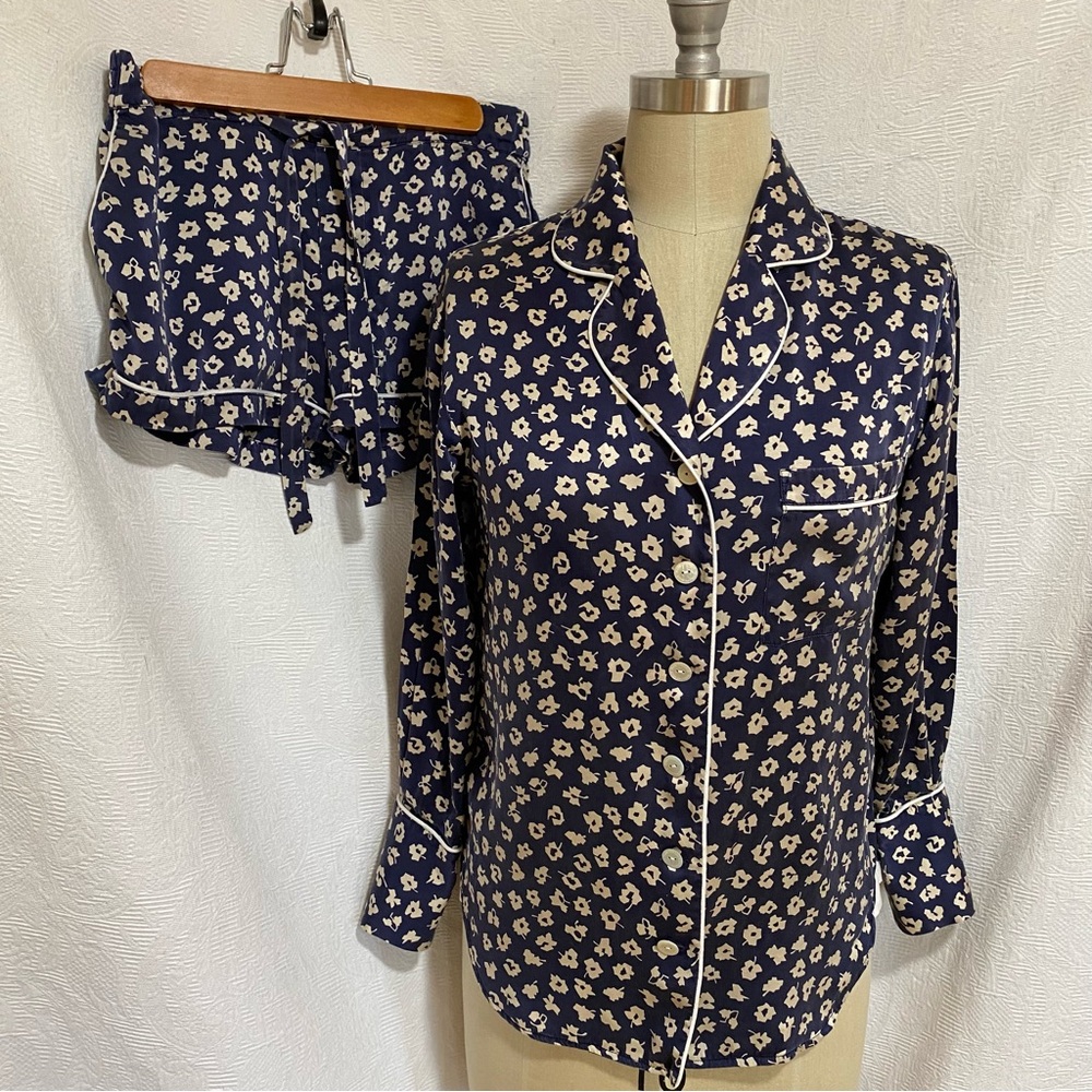 Olivia Von Halle XS silk print pj set